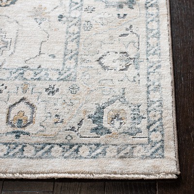 Ivory and Light Beige Hand-Knotted Synthetic 4' x 6' Area Rug