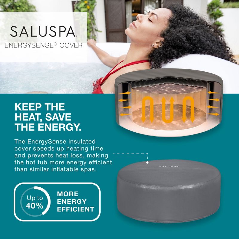 Bestway SaluSpa Fiji AirJet Inflatable Hot Tub Round Portable Outdoor Spa and EnergySense Energy Saving Cover, 3 of 10