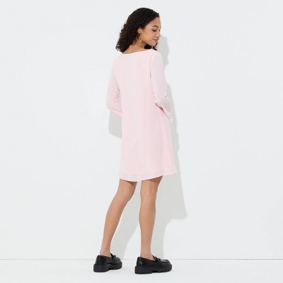Женские платья Wild Fable Women's Bell Long Sleeve Georgette Mini Dress - Wild Fable™ Pink M — фото 3