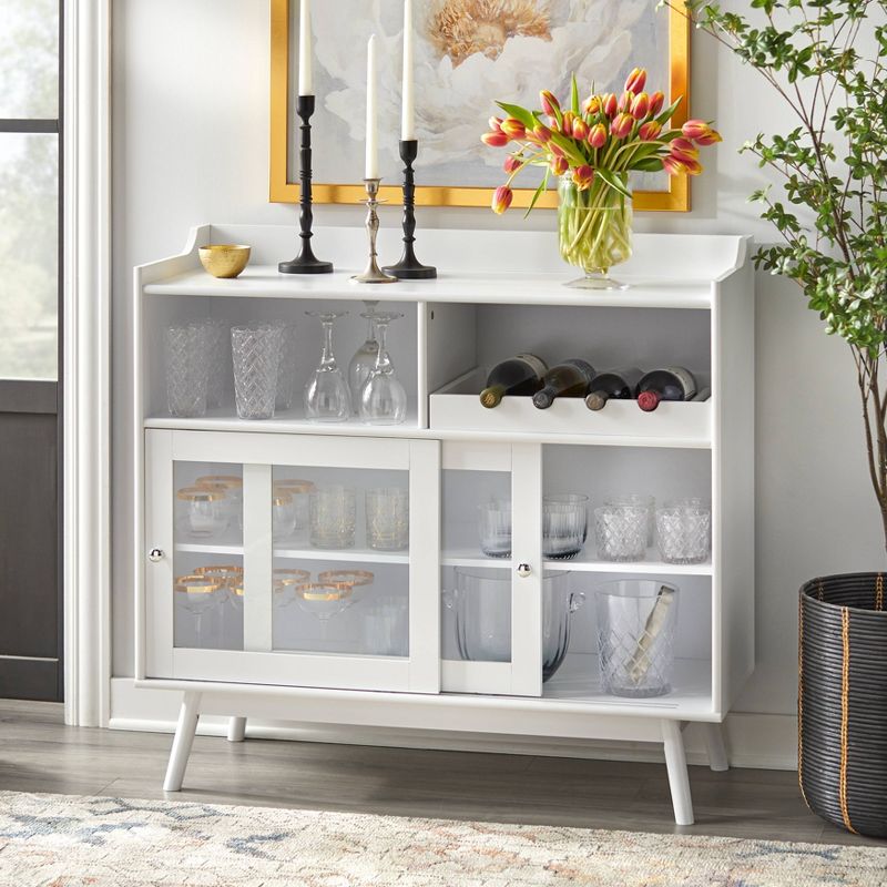 Dublin Bar Cabinet with Sliding Glass Doors White - Buylateral, 4 of 10