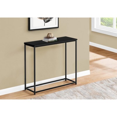 Black Metal and Wood Rectangular Console Table with Storage