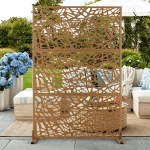 TUYOHW Metal Privacy Screen Outdoor, Decorative Privacy Panels, Freestanding Privacy Screen for Patio, Garden, Pool (White Square) - 1 of 4