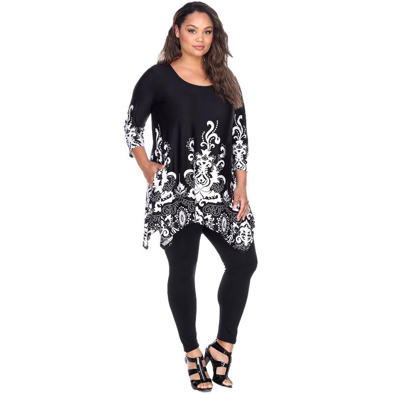 Women's Plus Size Scoop Neck Printed Yanette Tunic Top - White Mark, 1 of 4