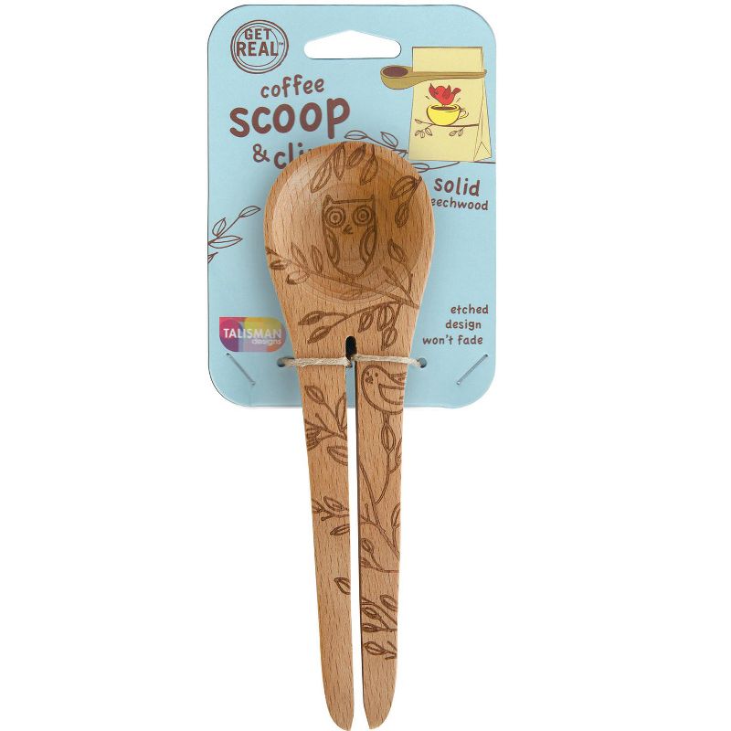 Talisman Designs Laser Etched Honey Bee Beechwood Coffee Scoop & Clip, Nature Collection, 1 of 5