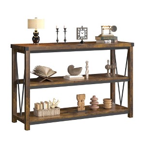 Farmhouse Console Table, 47 in Narrow Long Entryway Table with Storage, 3 Tier Wood Console Table for Living Room, Skinny Sofa Tables Behind Couch - 1 of 4