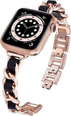 Worryfree Gadgets Apple Watch Band 38mm 40mm 41mm Stainless Steel iWatch  Bands with Bling Rhinestones for Series 8 7 6 5 4 3 2 1 SE, Rose Pink