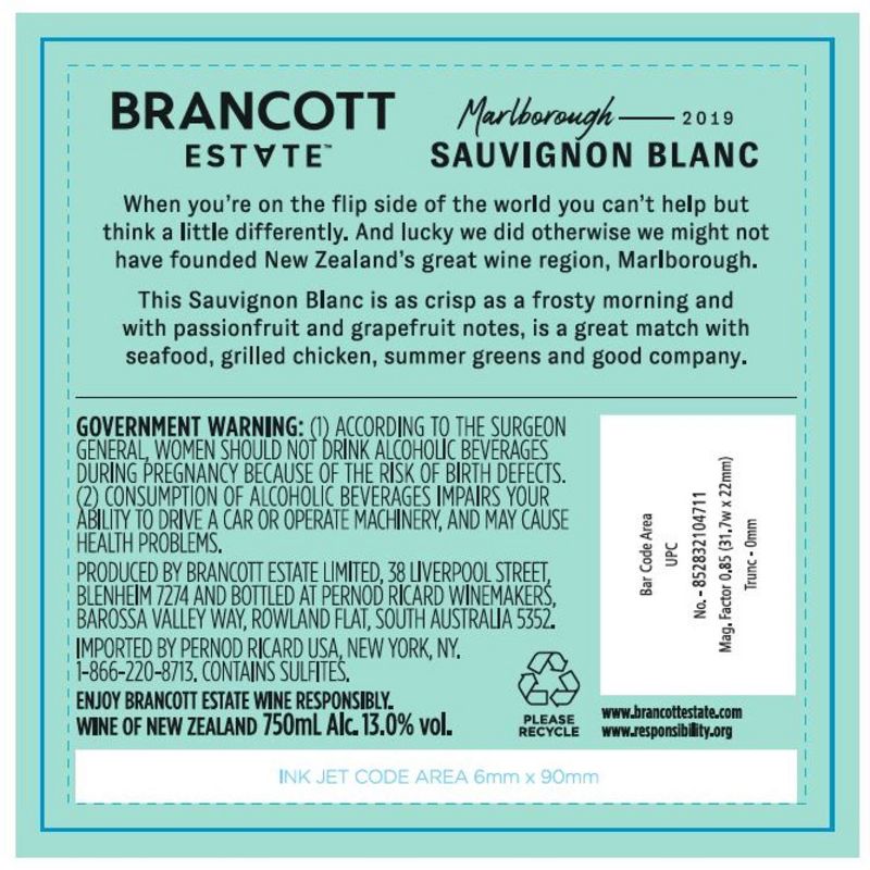 Brancott Vineyards Sauvignon Blanc White WIne - 750ml Bottle, 5 of 7
