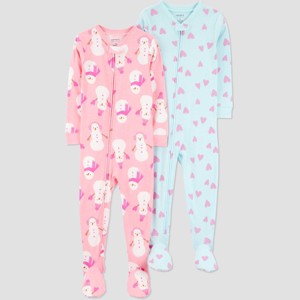 Carter's Just One You® Toddler Girls' 2pk Cotton Long Sleeve Snug Fit Footed Pajama - 1 of 4
