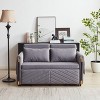 54" Multi-Position Adjustable Velvet Loveseat with Pull-Out Bed & Detachable Arm Pockets (Blue) - 4 of 4