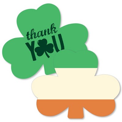 Big Dot of Happiness St. Patrick's Day - Shaped Thank You Cards - Saint Patty's Day Party Thank You Note Cards with Envelopes - Set of 12