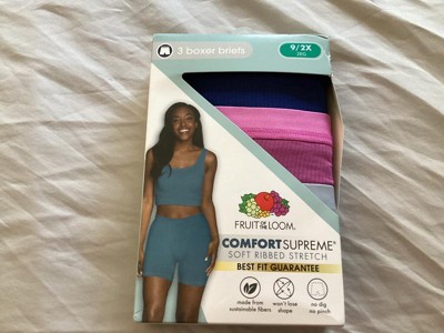 Fruit of the Loom Women's 3pk Comfort Supreme Ribbed Boxer Briefs - Navy  Blue/Gray/Magenta 5