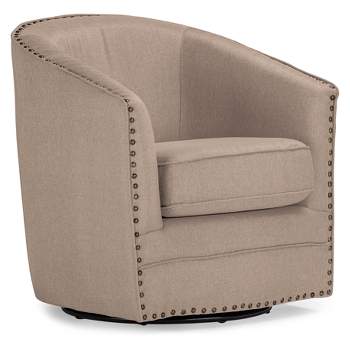 Porter Modern And Contemporary Classic Retro Fabric Upholstered Swivel Tub Chair - Baxton Studio