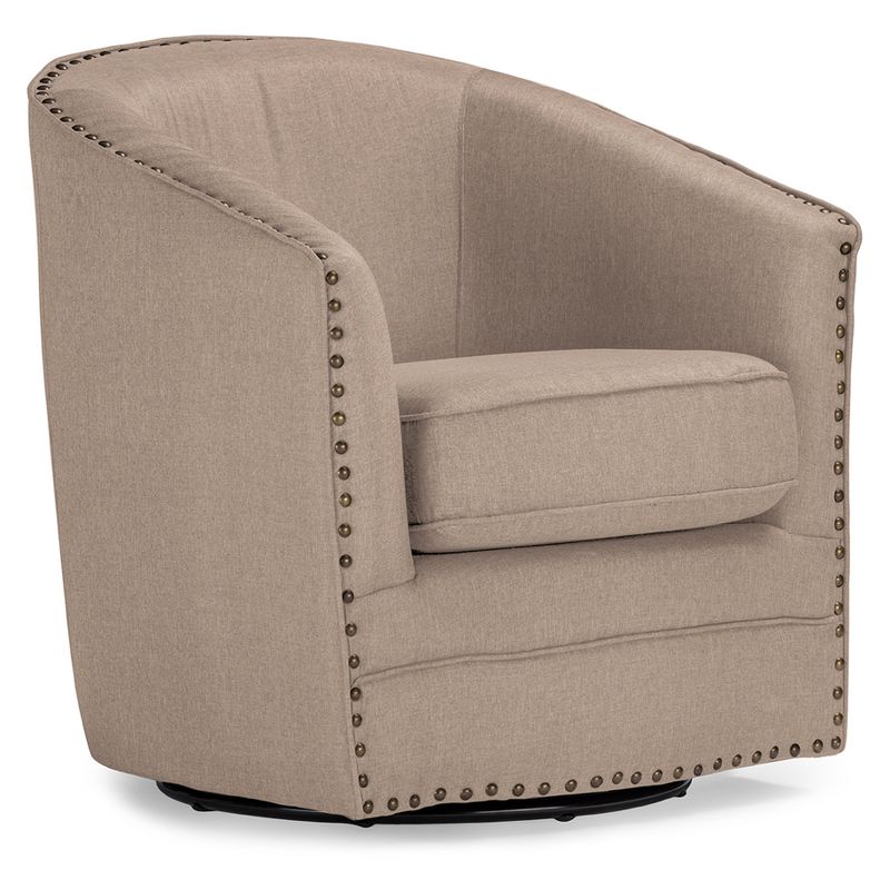 Porter Modern And Contemporary Classic Retro Fabric Upholstered Swivel Tub Chair - Baxton Studio, 1 of 6