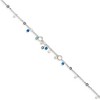Black Bow Jewelry Sterling Silver Turquoise, Crystal And FW Cultured Pearl Anklet, 9 in - 2 of 4