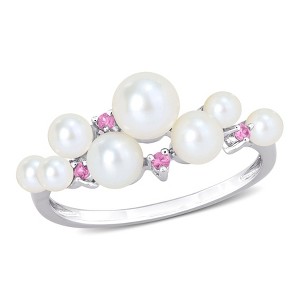 EVERLY JEWELRY |Sterling Silver 1/10 CT TGW Pink Sapphire And White Freshwater Cultured Pearl Fashion Ring - 1 of 4