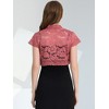 INSPIRE CHIC Women's Elegant Short Sleeve Sheer Floral Lace Shrug - 3 of 4