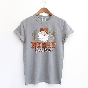 Simply Sage Market Women's Cactus Western Santa Short Sleeve Garment Dyed Tee - 1 of 3