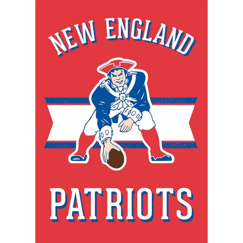 The throwback New England Patriots logo appears on the center of