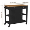 GDFStudio Marianne Farmhouse Rubberwood Versatile Storage Kitchen Island Cart with 4 Wheels - 3 of 4