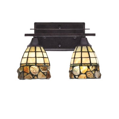 Toltec Lighting Uptowne 2 - Light Vanity in  Dark Granite with 7" Cobblestone Art Glass Shade