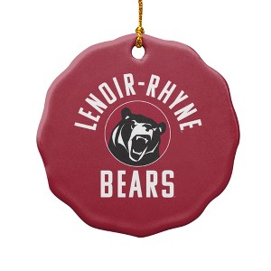 Lenoir-Rhyne University Bears Logo Porcelain Scalloped Holiday Christmas Tree Ornament - 1 of 4