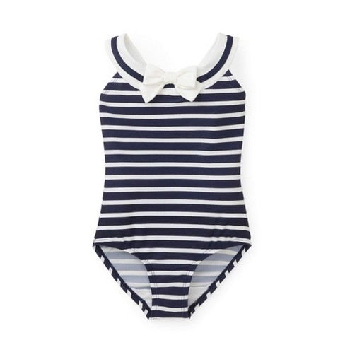 Hope Henry Girls Navy And White Striped Onepiece Sailor Swimsuit Made With Recycled Fibers Infant Target