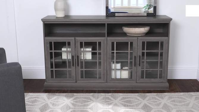 Transitional 4 Door Windowpane TV Stand for TVs up to 65" - Saracina Home, 2 of 16, play video