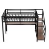 JANSNO Queen Metal Loft Beds with Desk, Storage Stairs, Lights, USB Ports, Iron Nets, Noise-Free Design, Black - 4 of 4