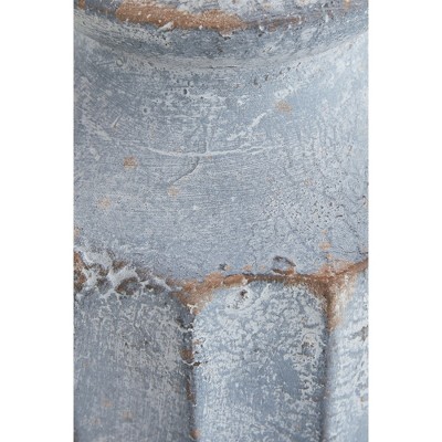 Antiqued Blue Terra Cotta Table Lamp with Fabric Shade