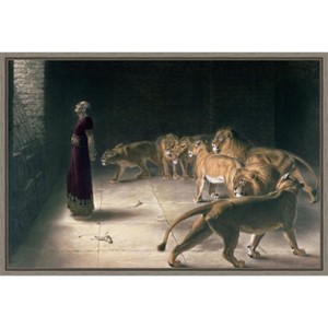 Amanti Art Daniel in the Lions Den Framed Canvas Wall Art - 1 of 4