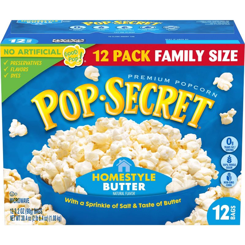 Pop Secret Microwave Popcorn Homestyle Butter Flavor - 3.2oz/12ct, 1 of 8