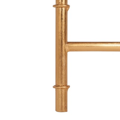 Gold Faux Bamboo Metal and Glass Accent Table