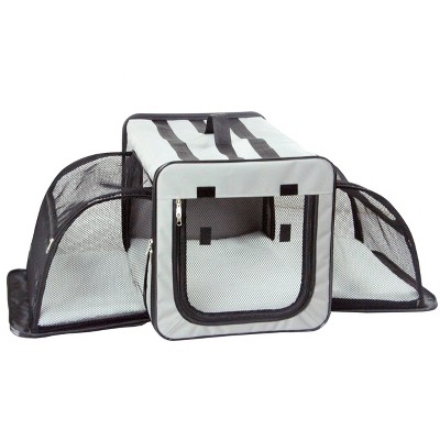 Pet Life Capacious Dual-expandable Wire Folding Collapsible Travel Dog Crate  - Gray : Target