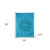 HomeRoots 80" X 56" Turquoise And Black Mandala Cotton Hanging Tapestry - 3 of 4