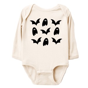 Ghosts and Bats Stacked - Baby Long Sleeve Bodysuit - 1 of 3