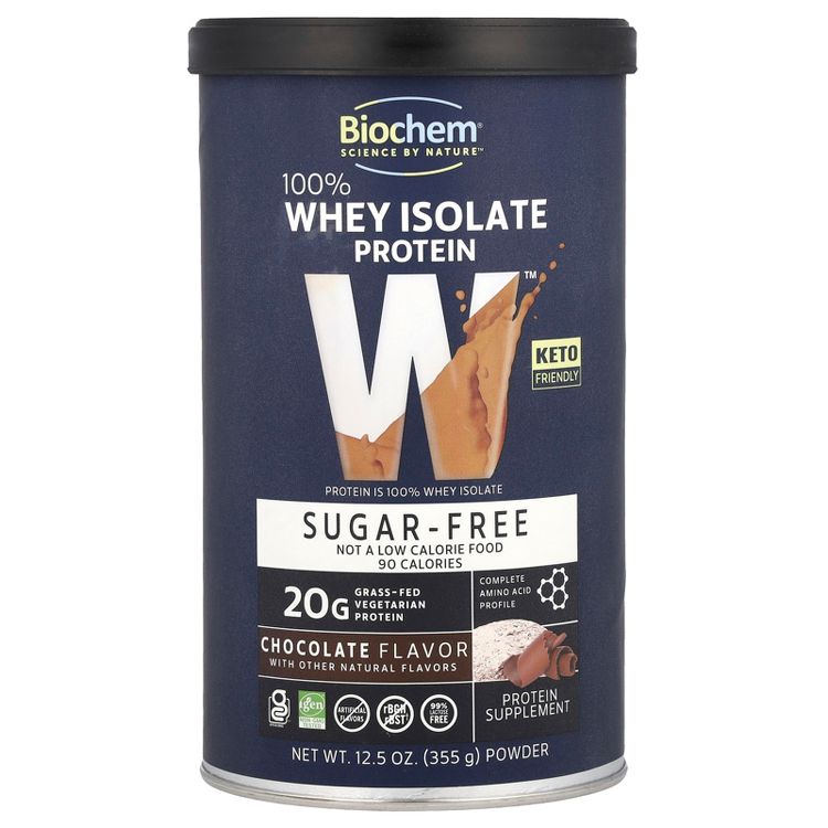 Biochem 100% Whey Isolate Protein, Sugar Free, Chocolate, 12.5 oz (355 g), 1 of 3