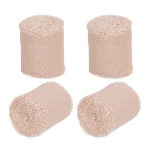 Unique Bargains DIY Crafts Party Gift Wrapping Fringe Chiffon Silk Ribbon 4 Rolls - 1 of 4