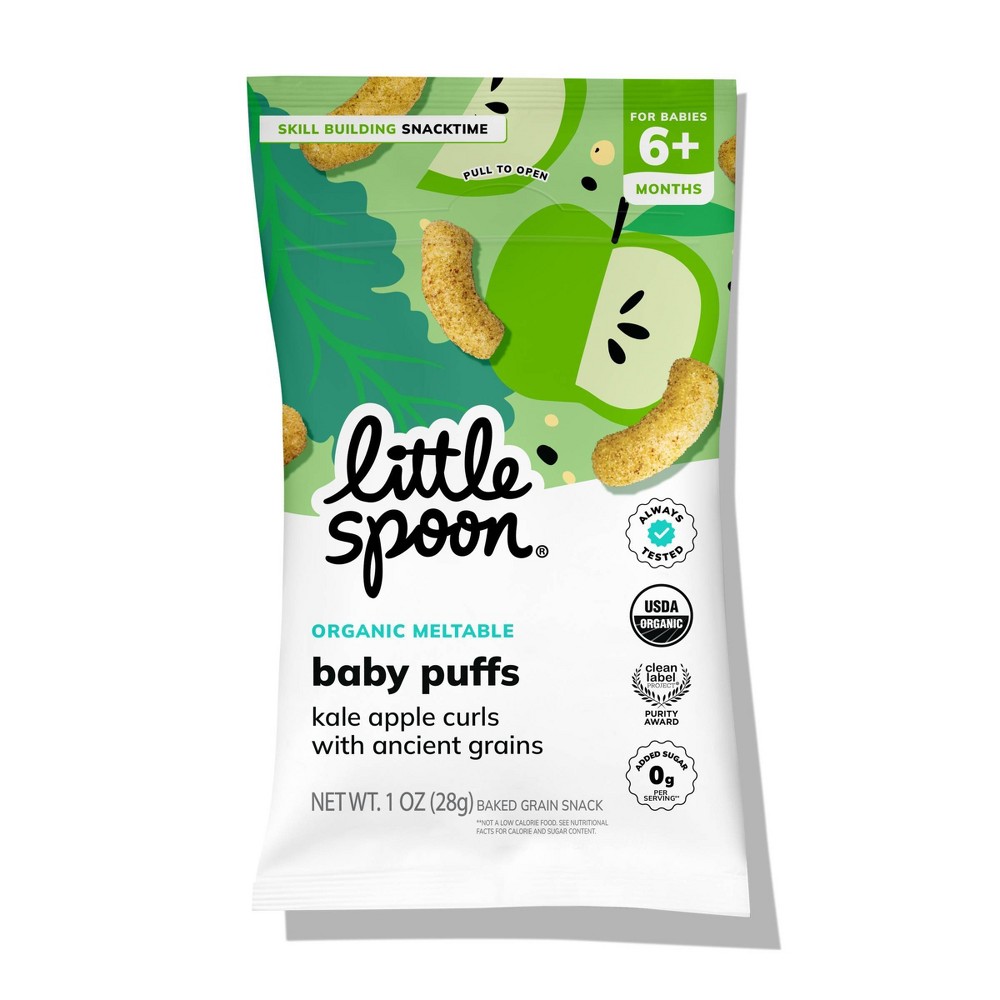 Little Spoon Organic Kale Apple Curl Baby Puffs – 1oz: Age 6 Months & Up, Toddler Stage, Bag, Ready to Eat