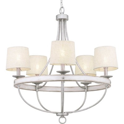 Gulliver 26" Black and Oak Five-Light Chandelier