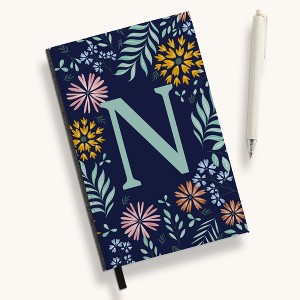 Personalization Mall Flowery Initial Personalized Journal Mint/Navy - 1 of 1