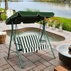 Costway Loveseat Patio Canopy Swing Glider Hammock Cushioned Steel Frame Outdoor Green - 2 of 4