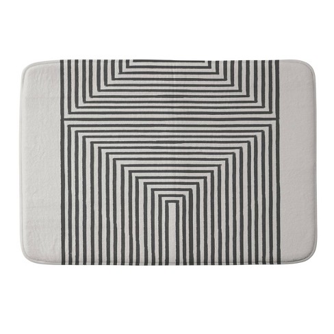 Black Line Geometric Area Rug, Boho Long Bath Mat Non-slip