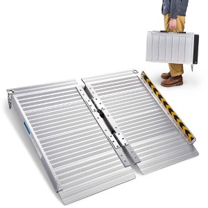 2 Ft Aluminum Wheelchair Ramp Folding Mobility Scooter Anti-slip 600 Lbs Steps - 1 of 4
