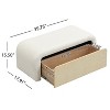 Gulches Upholstered White Ottoman with Drawer - Premium Boucle Fabric, Solid Paulownia Wood Drawer, Multifunctional Footrest/Table - 4 of 4