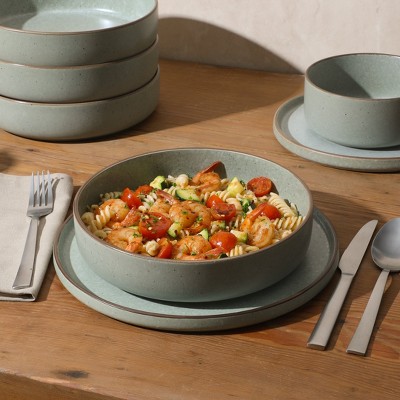 Cream Ceramic 16-Piece Round Dinnerware Set with Reactive Glaze