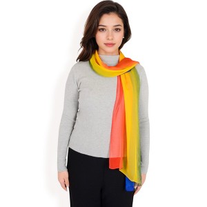 Anna-Kaci Women's Lightweight Gradient Chiffon Scarves with Flowing Ruffled Edges in Vibrant Multi-Color Designs - 1 of 4