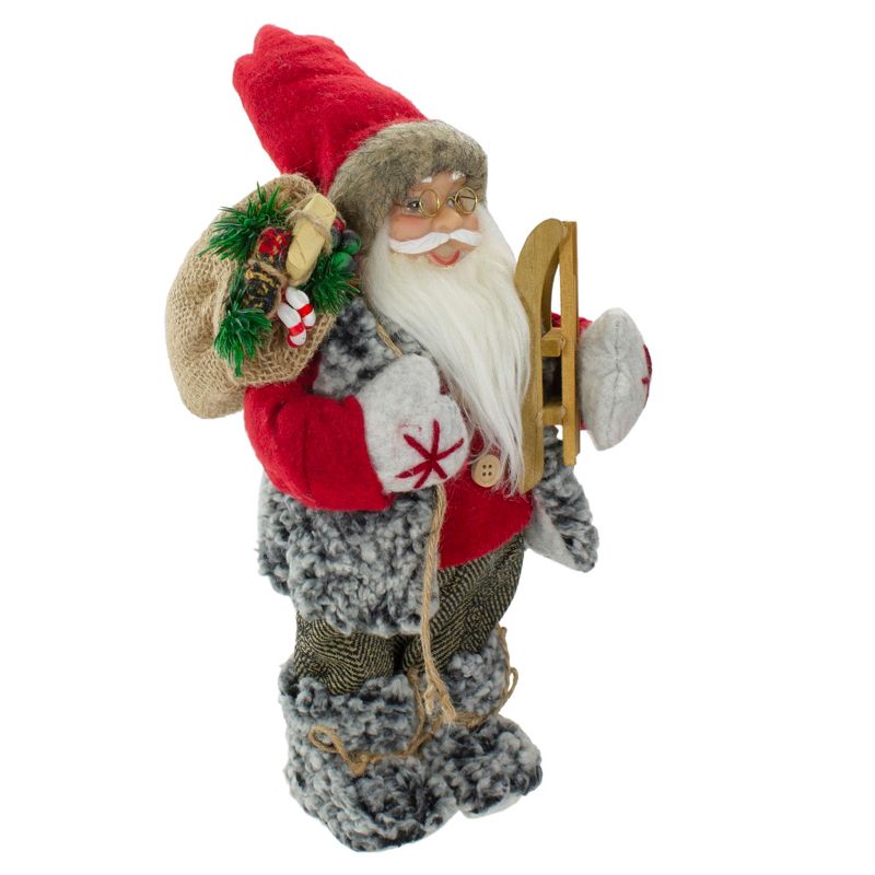 Northlight 12" Standing Santa Christmas Figure Carrying Presents and a Sled, 3 of 6