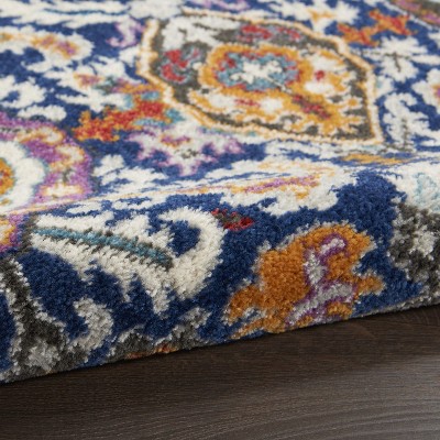 Hand-Knotted Denim Floral Synthetic 4' x 6' Easy-Care Rug