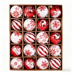 20 PCS  Multiple Colors Christmas Ball Ornaments, Shatterproof 2.36 in Plastic Hanging Balls for Xmas Tree, Holiday Party & Home Decor - 1 of 4