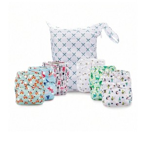 6ct Reusable Cloth Diapers, One Size Adjustable, Washable Soft Absorbent, Waterproof Cover, 4-Layers Microfiber Inserts - Simple Being - 1 of 4